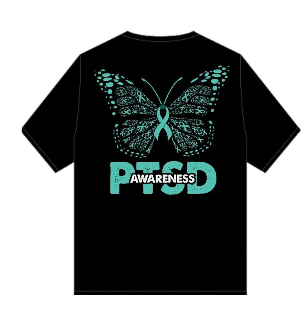 PTSD Trail Rides Across America - PTSD Awareness Butterfly Crewneck T-Shirt