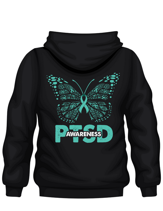 PTSD Trail Rides Across America - PTSD Awareness Butterfly Hoodie